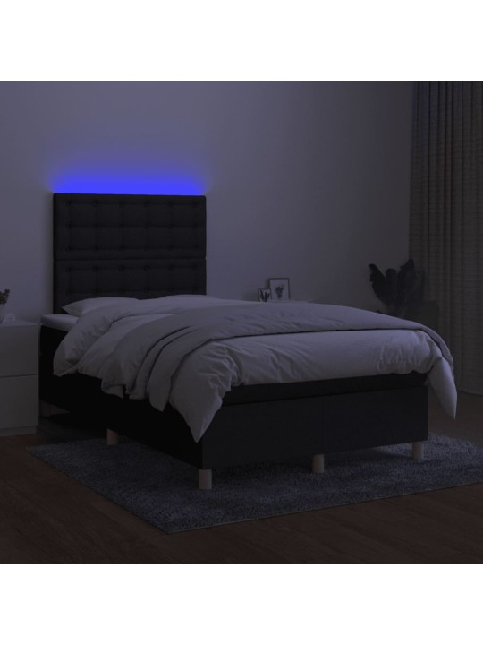 Box spring postel s matrací a LED černá 120x190 cm textil