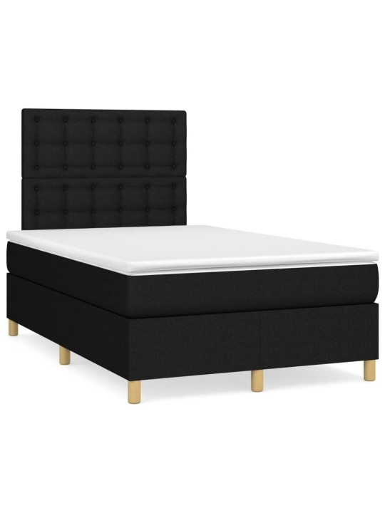 Box spring postel s matrací a LED černá 120x190 cm textil