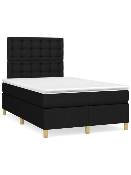 Box spring postel s matrací a LED černá 120x190 cm textil