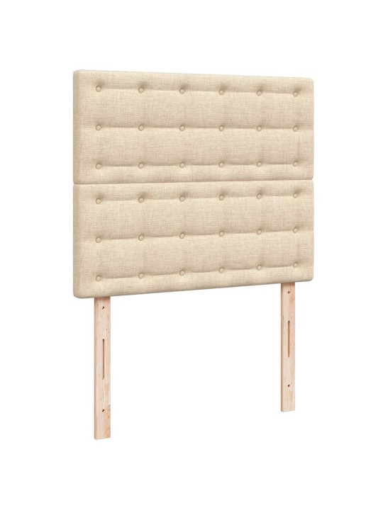 Box spring postel s matrací a led krémová 120x190 cm textil