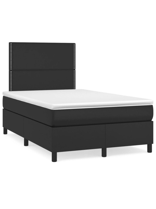 Box spring postel s matrací a LED černá 120 x 190 cm umělá kůže