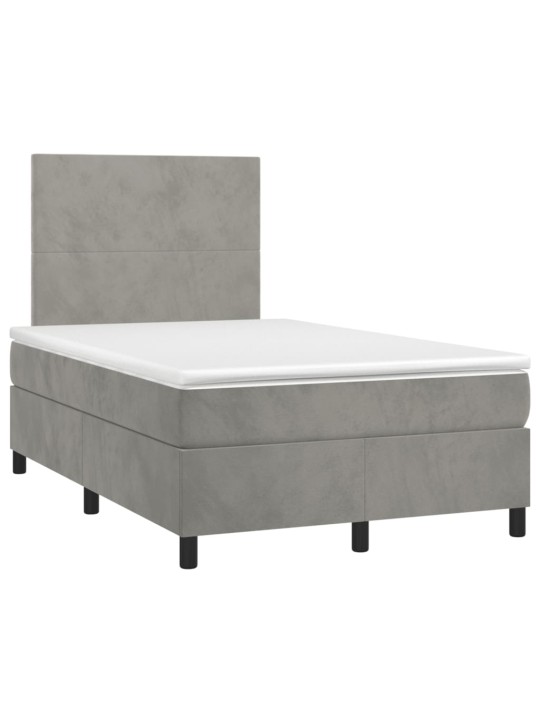Box spring postel s matrací a LED světle šedá 120x190 cm samet