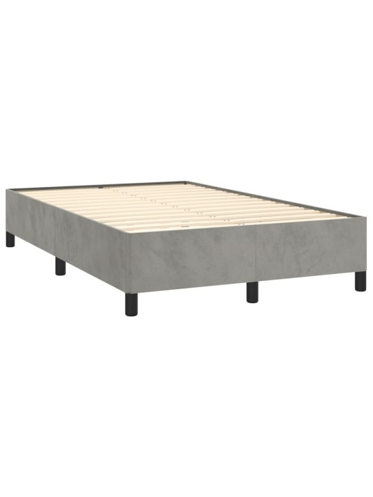 Box spring postel s matrací a LED světle šedá 120x190 cm samet