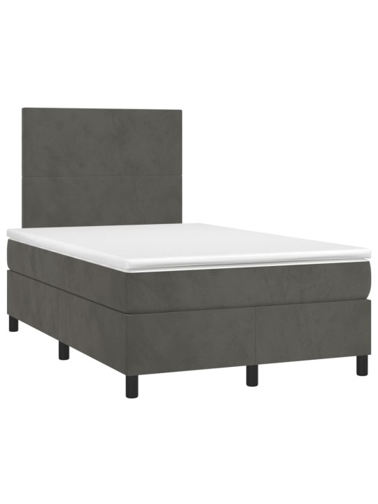 Box spring postel s matrací a LED tmavě šedá 120 x 190 cm samet