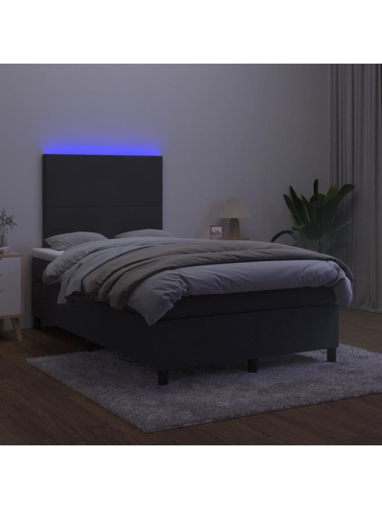 Box spring postel s matrací a LED černá 120 x 190 cm samet