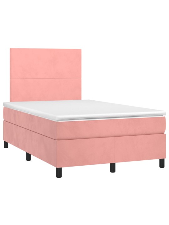 Box spring postel s matrací a led růžová 120 x 190 cm samet