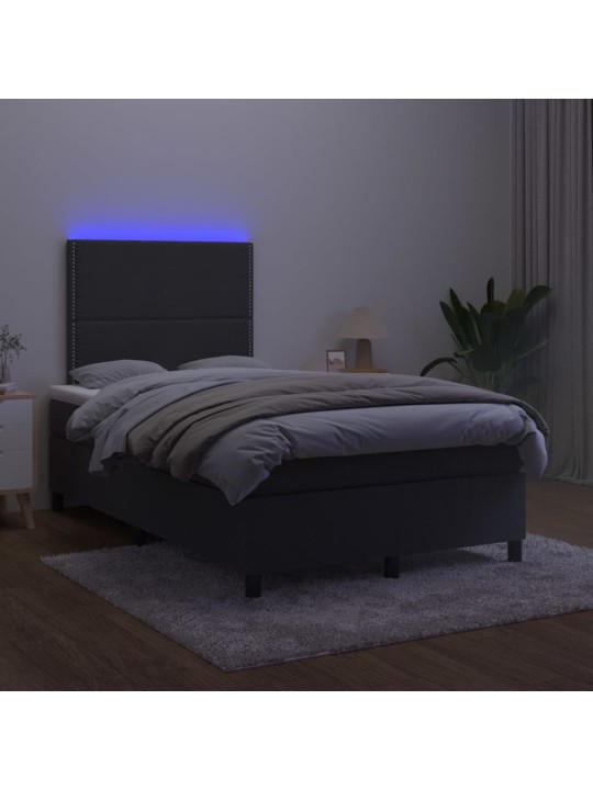 Box spring postel s matrací a LED černá 120 x 190 cm samet