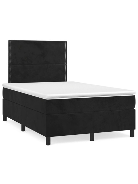 Box spring postel s matrací a LED černá 120 x 190 cm samet