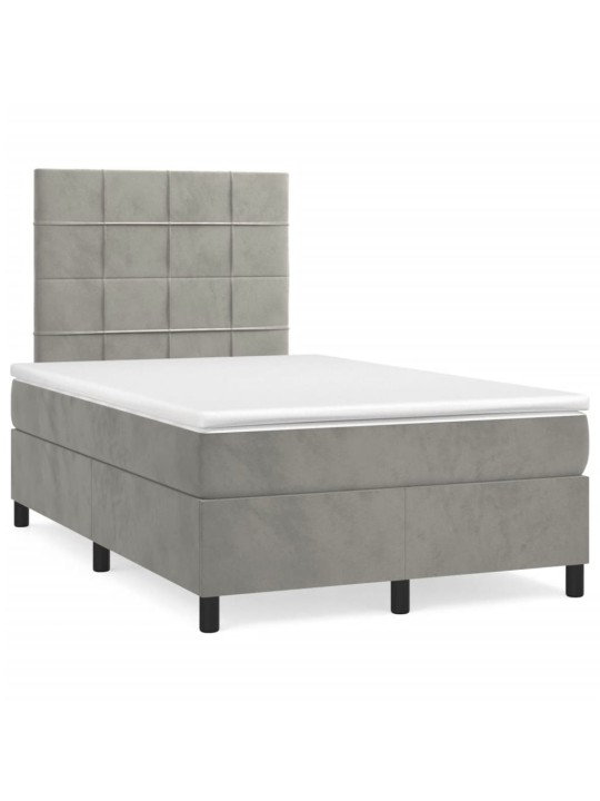 Box spring postel s matrací a LED světle šedá 120x190 cm samet
