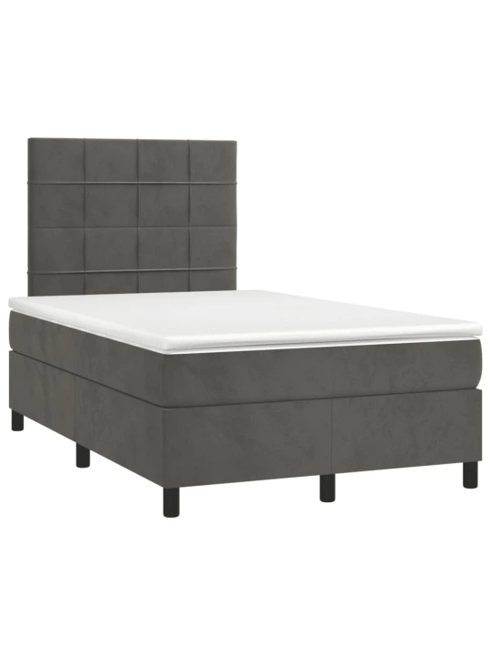 Box spring postel s matrací a LED tmavě šedá 120 x 190 cm samet