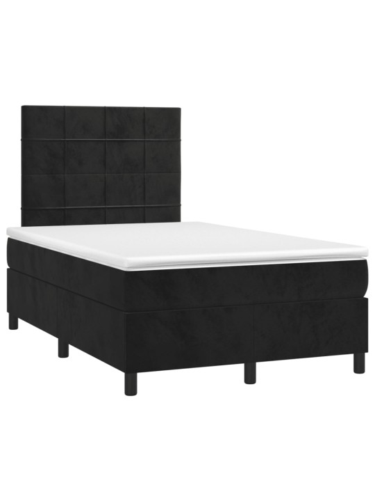 Box spring postel s matrací a LED černá 120 x 190 cm samet