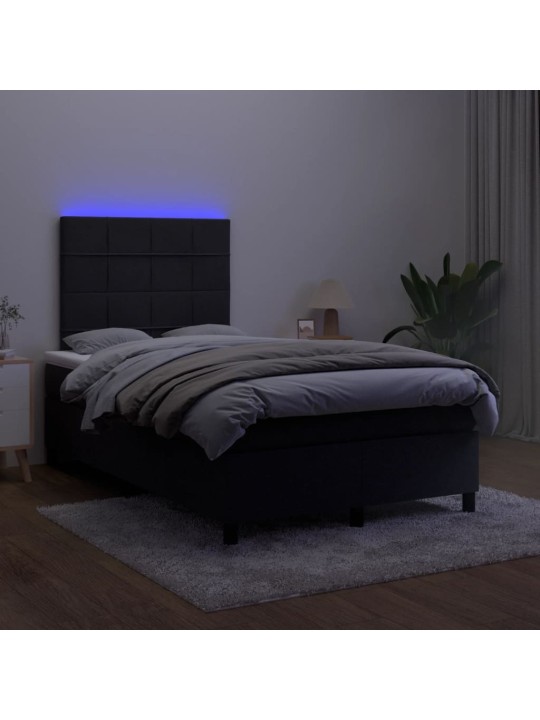 Box spring postel s matrací a LED černá 120 x 190 cm samet