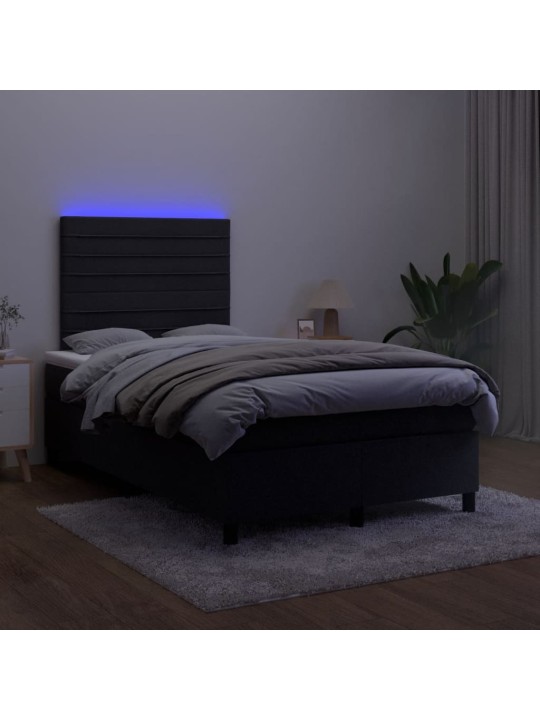 Box spring postel s matrací a LED černá 120 x 190 cm samet