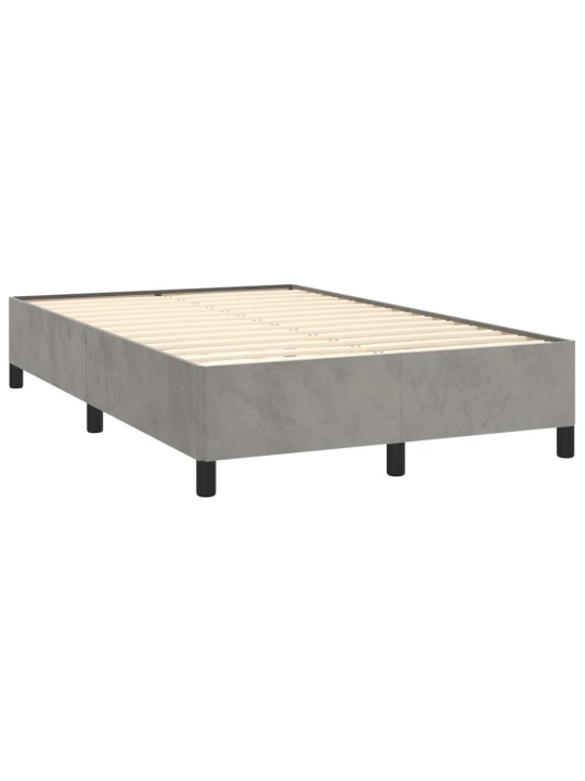 Box spring postel s matrací a LED světle šedá 120x190 cm samet