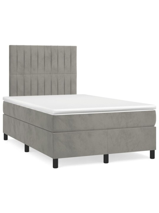 Box spring postel s matrací a LED světle šedá 120x190 cm samet