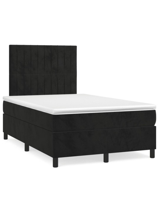 Box spring postel s matrací a LED černá 120 x 190 cm samet