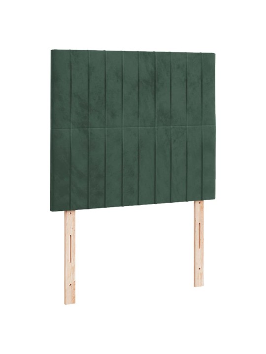Box spring postel s matrací a led tmavě zelená 120x190 cm samet