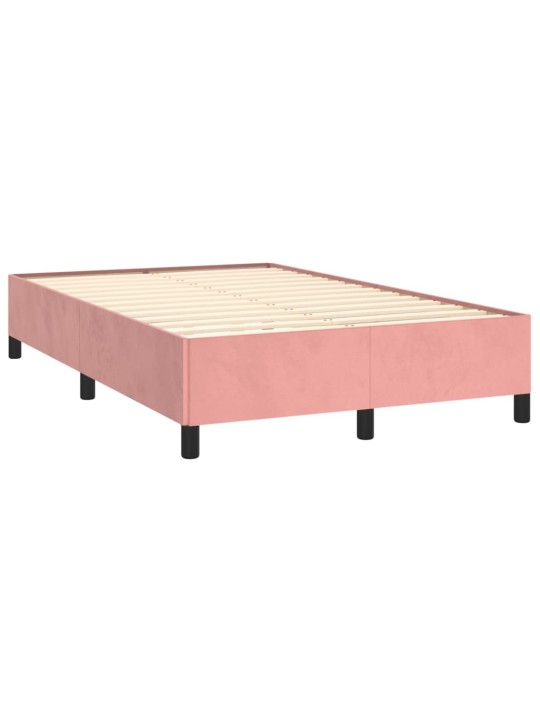 Box spring postel s matrací a led růžová 120 x 190 cm samet
