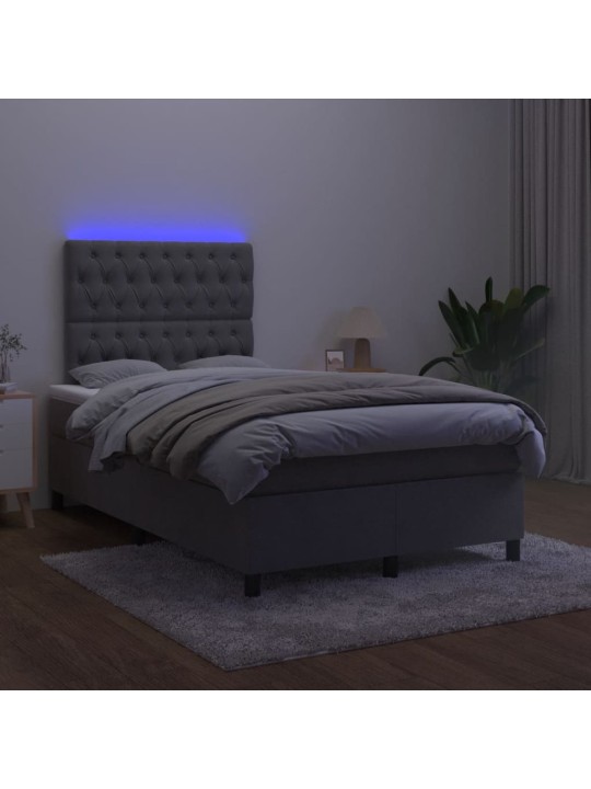 Box spring postel s matrací a LED tmavě šedá 120 x 190 cm samet