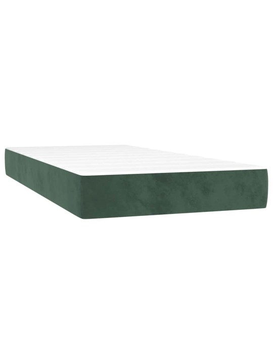 Box spring postel s matrací a led tmavě zelená 120x190 cm samet