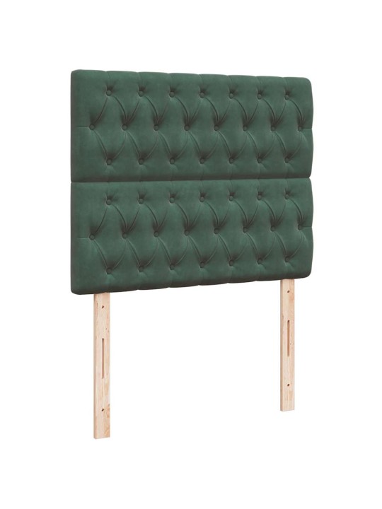 Box spring postel s matrací a led tmavě zelená 120x190 cm samet