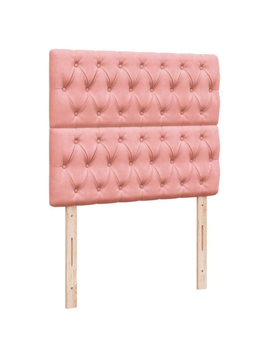 Box spring postel s matrací a led růžová 120 x 190 cm samet