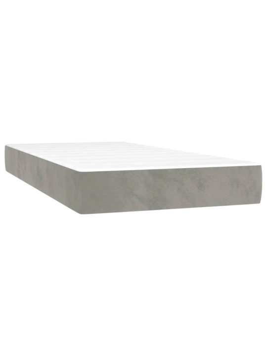 Box spring postel s matrací a LED světle šedá 120x190 cm samet