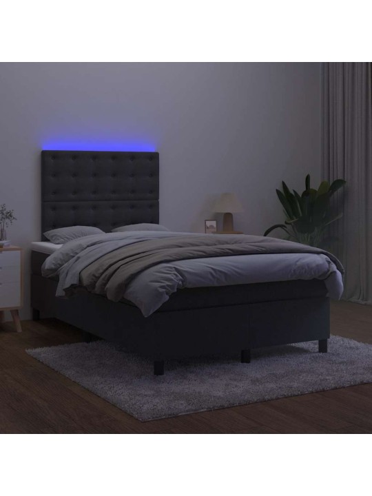 Box spring postel s matrací a LED černá 120 x 190 cm samet