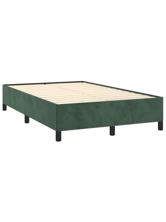 Box spring postel s matrací a led tmavě zelená 120x190 cm samet