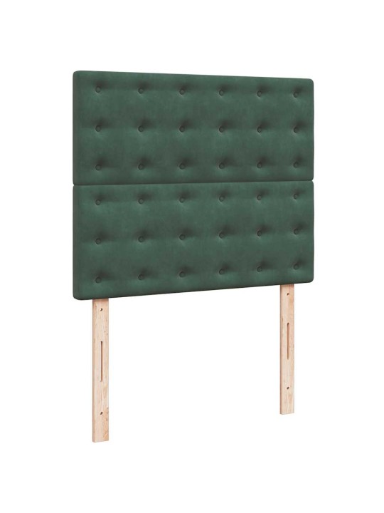 Box spring postel s matrací a led tmavě zelená 120x190 cm samet