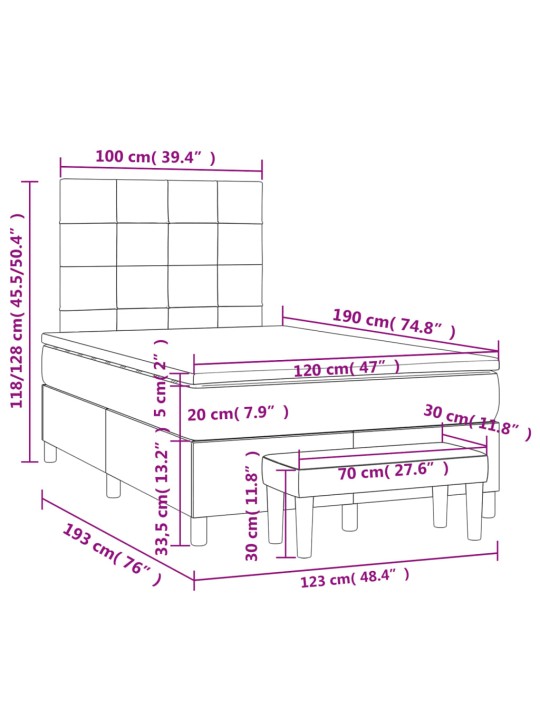 Box spring postel s matrací tmavě šedá 120x190 cm textil