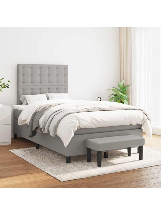 Box spring postel s matrací světle šedá 120x190 cm textil