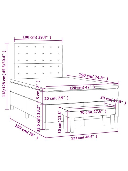 Box spring postel s matrací tmavě šedá 120x190 cm textil