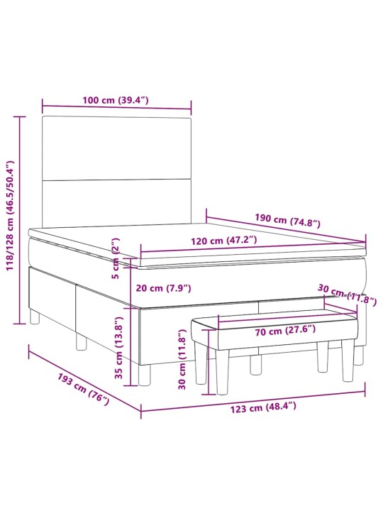 Box spring postel s matrací černá 120x190 cm textil