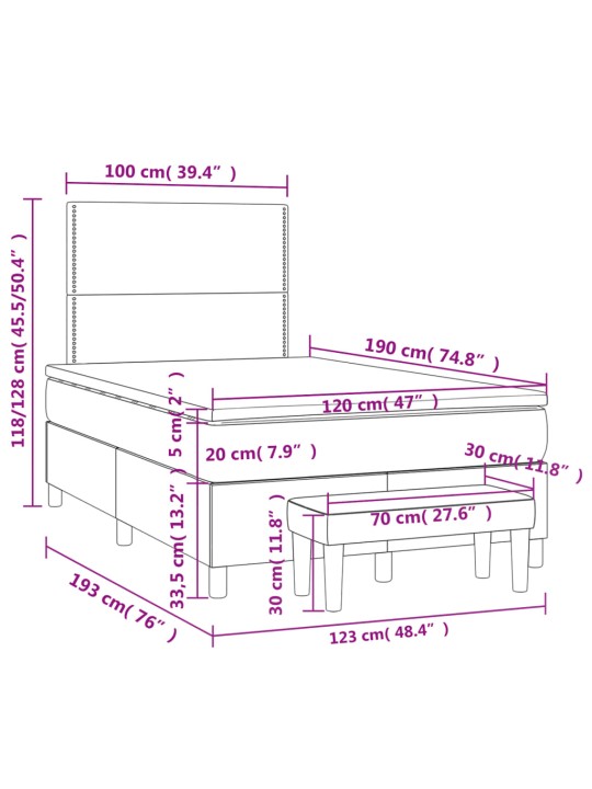 Box spring postel s matrací tmavě šedá 120x190 cm textil