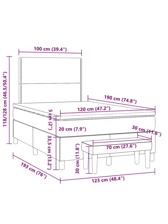 Box spring postel s matrací černá 120x190 cm textil