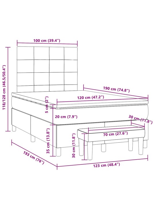 Box spring postel s matrací černá 120x190 cm textil