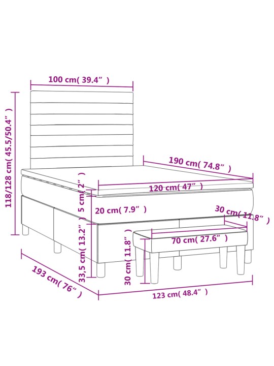 Box spring postel s matrací tmavě šedá 120x190 cm textil