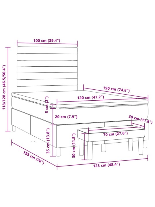 Box spring postel s matrací černá 120x190 cm textil