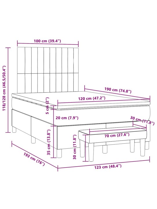 Box spring postel s matrací černá 120x190 cm textil