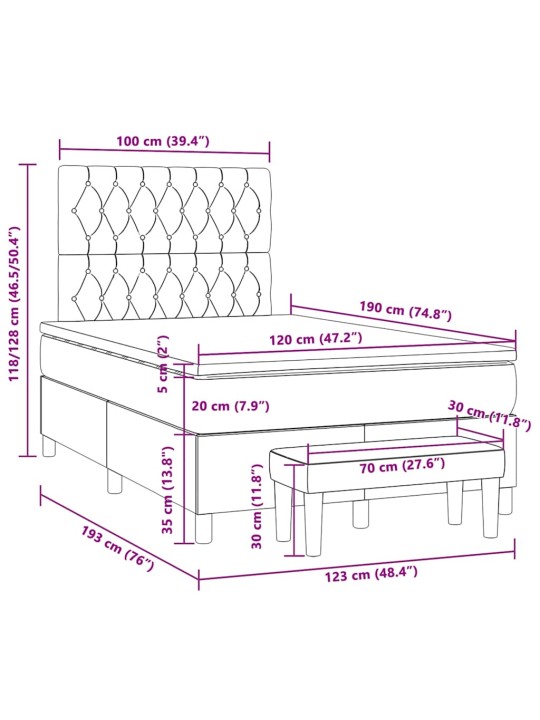 Box spring postel s matrací černá 120x190 cm textil