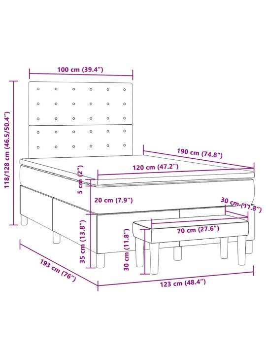 Box spring postel s matrací černá 120x190 cm textil