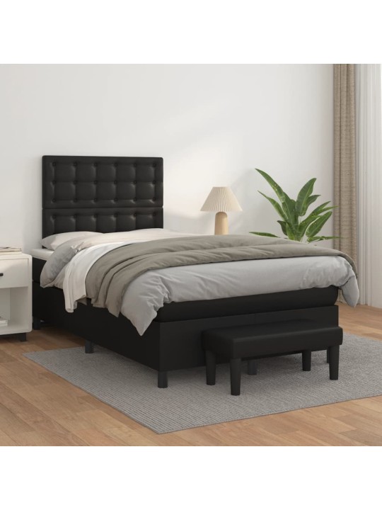 Box spring postel s matrací černá 120x190 cm umělá kůže