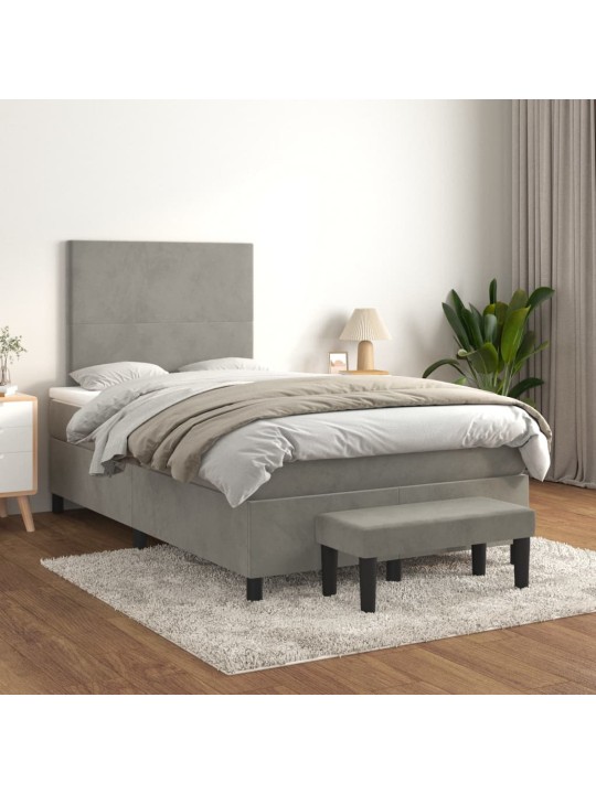 Box spring postel s matrací světle šedá 120x190 cm samet