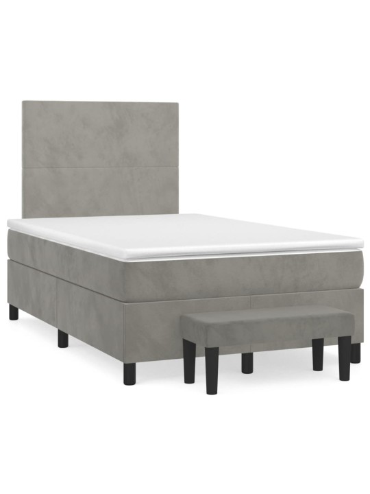 Box spring postel s matrací světle šedá 120x190 cm samet