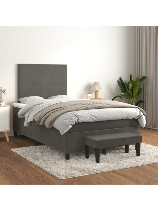 Box spring postel s matrací tmavě šedý 120x190 cm samet