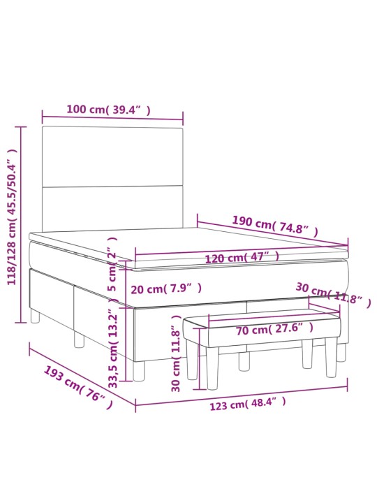 Box spring postel s matrací tmavě šedý 120x190 cm samet