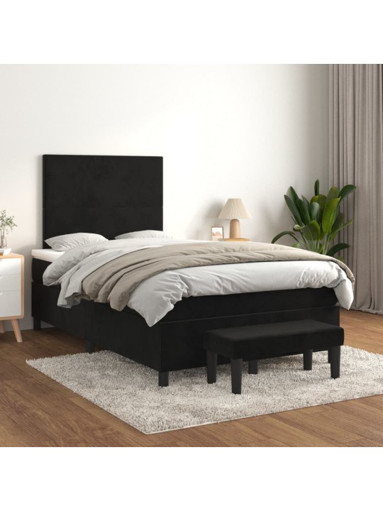 Box spring postel s matrací černá 120 x 190 cm samet