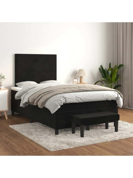 Box spring postel s matrací černá 120 x 190 cm samet