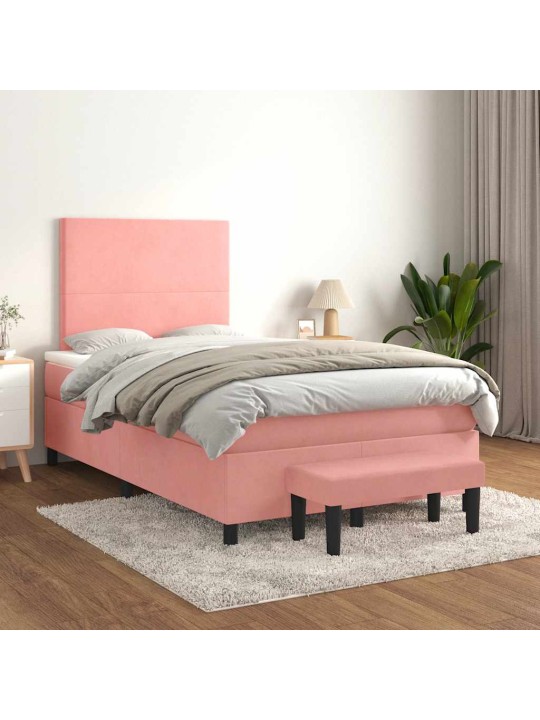 Box spring postel s matrací růžová 120x190 cm samet